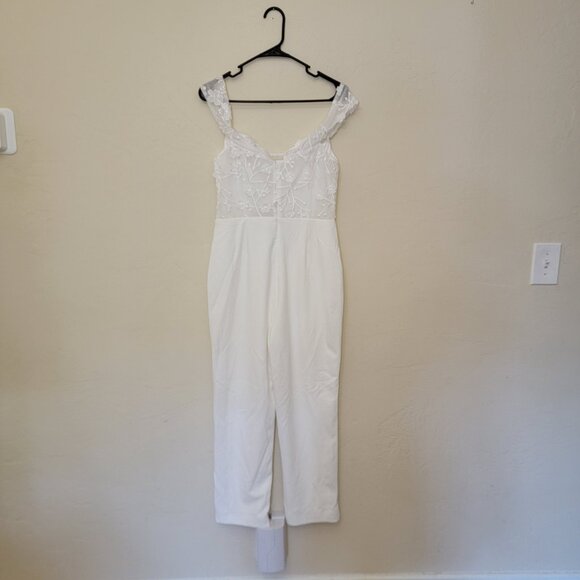 Lulus White Lovely Embroidered Off Shoulder Jumpsuit, #2188476, Size M, $57 - Picture 4 of 8